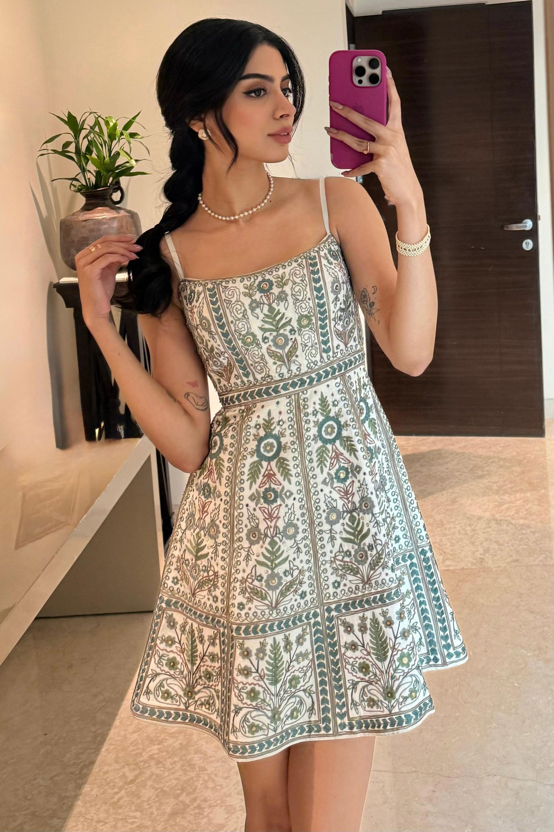 Evaluna Embroidered Dress - Ivory